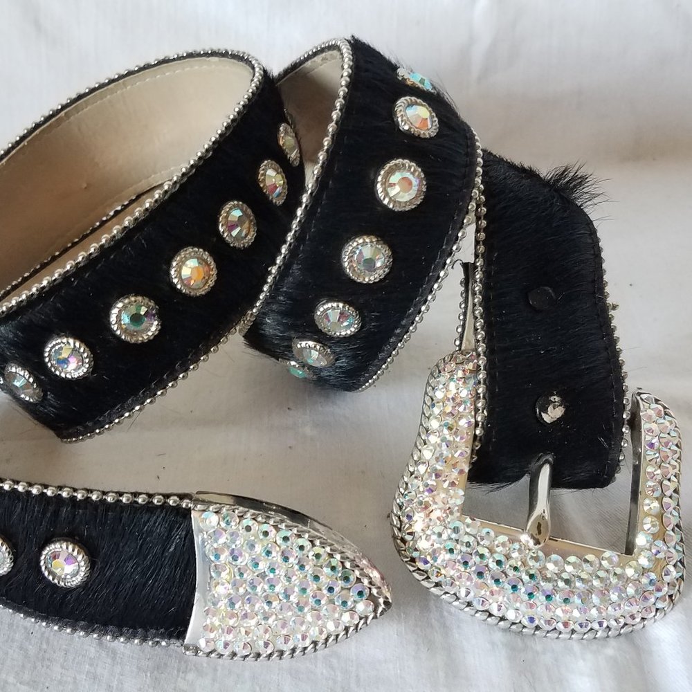 Lyz Charter Leather Crystal Vintage Western Belt